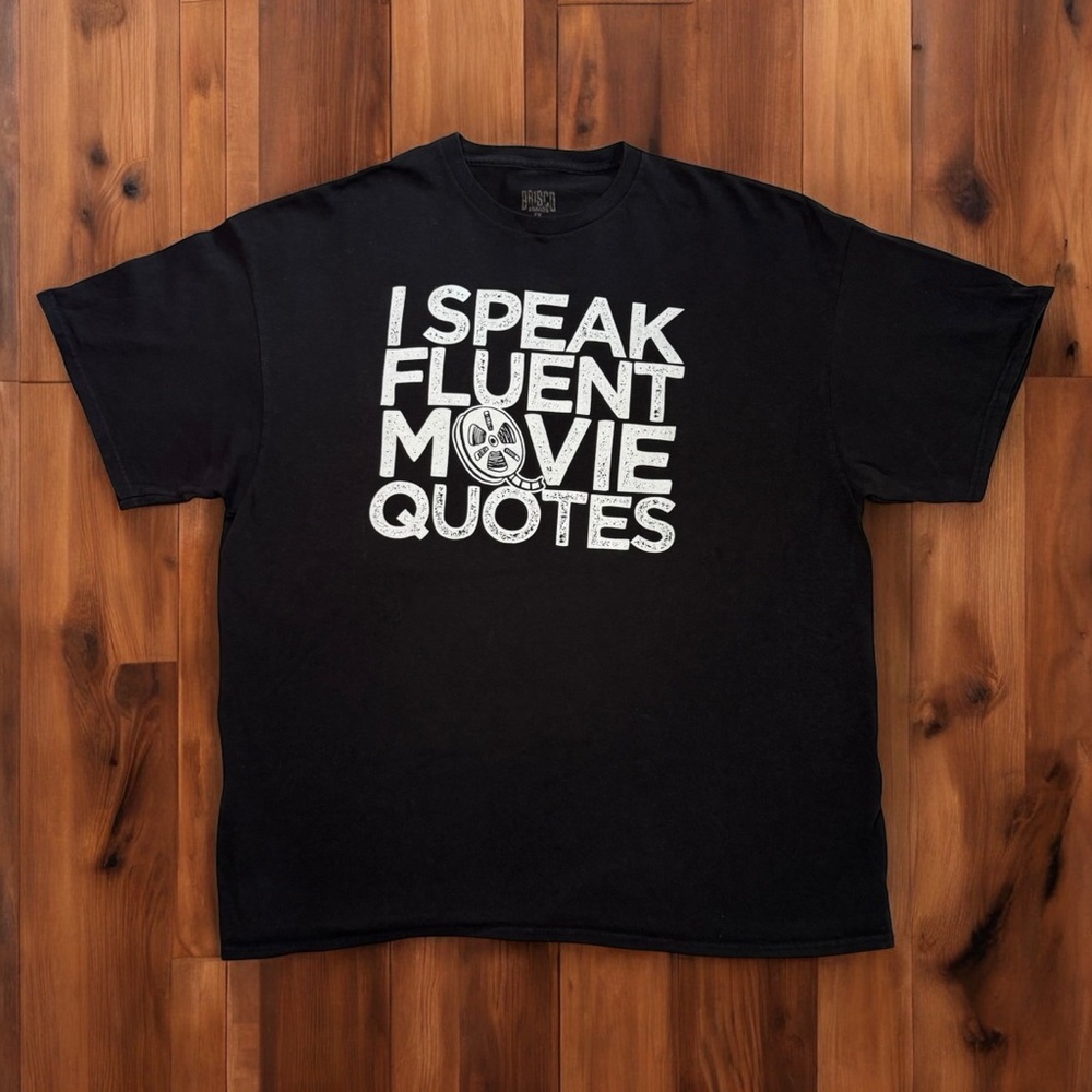 Brisco‎ Brands I Speak Fluent Movie Quotes Black Graphic T-Shirt 2XL Movie Buff